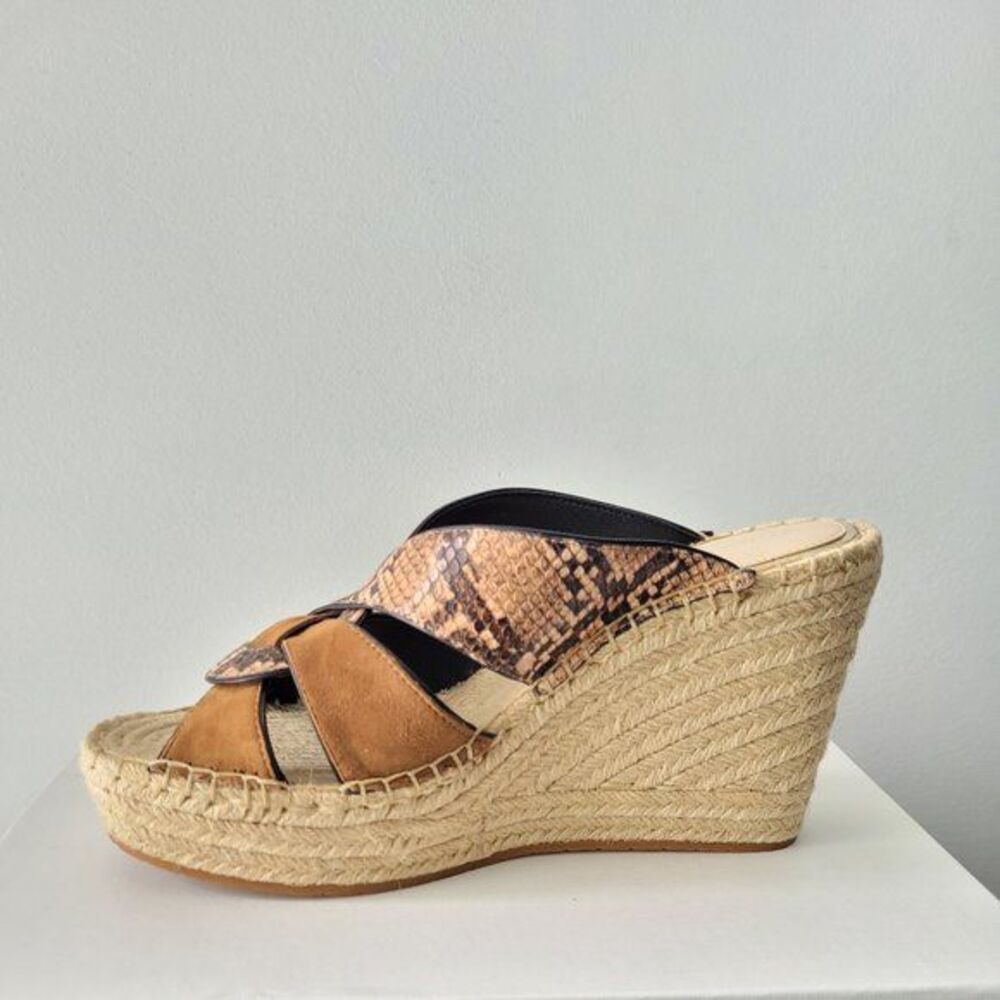 $89 NWT (9.5) Kenneth Cole NY Women's Olivia Swirl Mule Espadrille Wedge Sandal